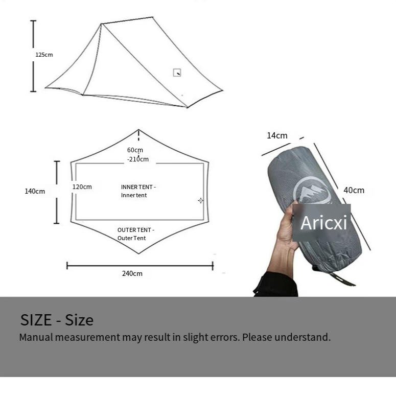 Aricxi Double-Layer Widened Pyramid Ultralight Tent for Outdoor Camping (15D Silicone Coated for Rain Protection) - Image 7