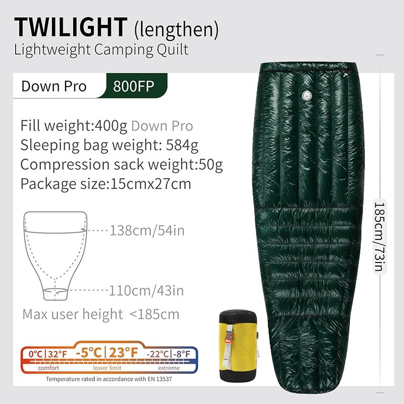 Twilight Ultralight Down Sleeping Quilt 23°F/-5°C - Image 3